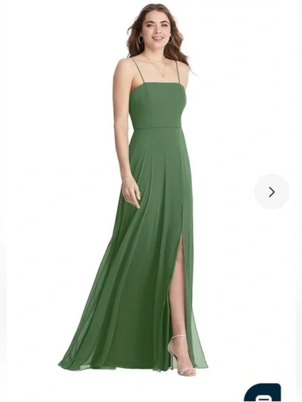 Lovely Chiffon Square Neck Olive Green Strapless Maxi Dress